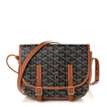GOYARD Belvedere PM Messenger Bag – Black & Gold with Brown Leather Trim