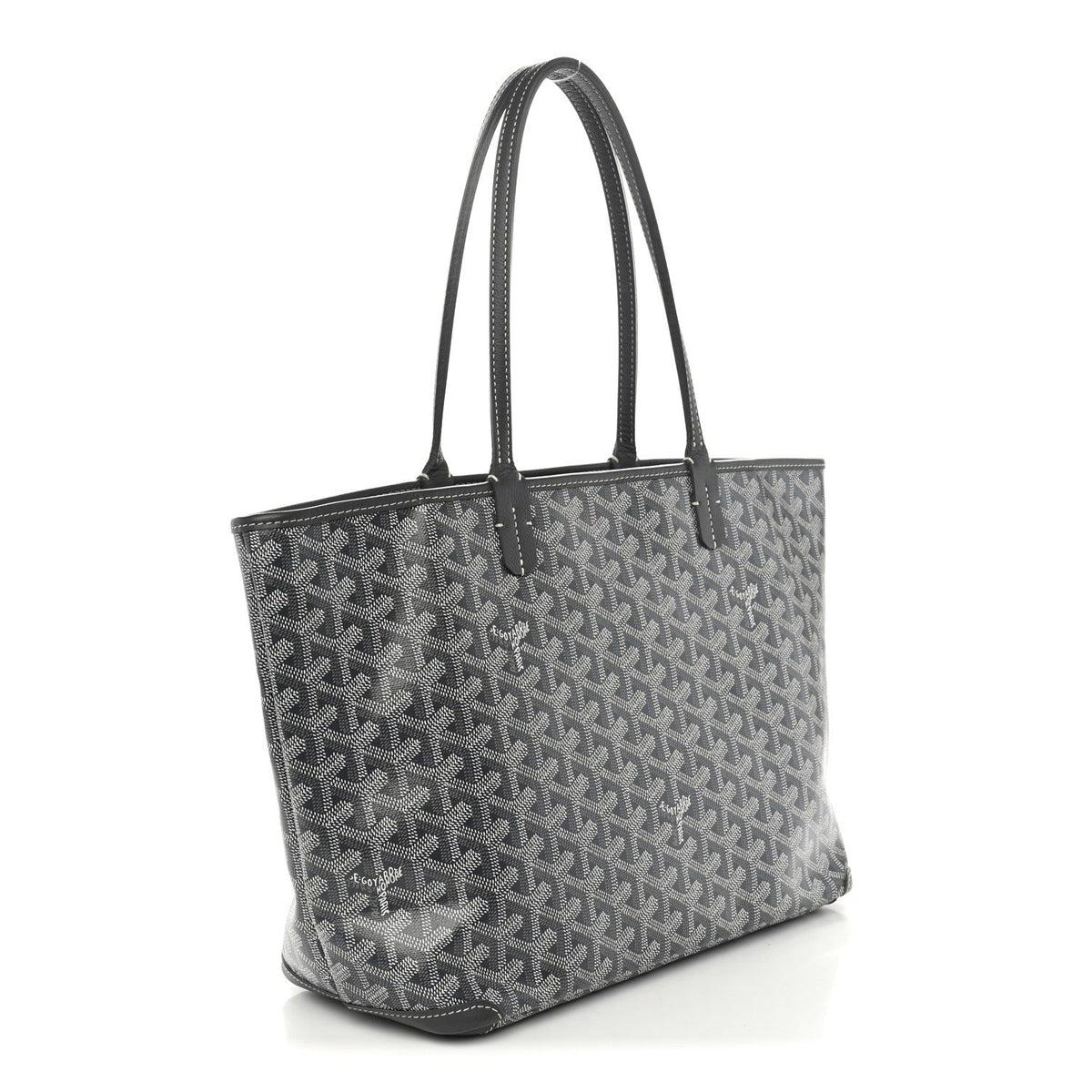 GOYARD Artois PM Tote Bag – Grey Chevron Canvas & Leather Trim