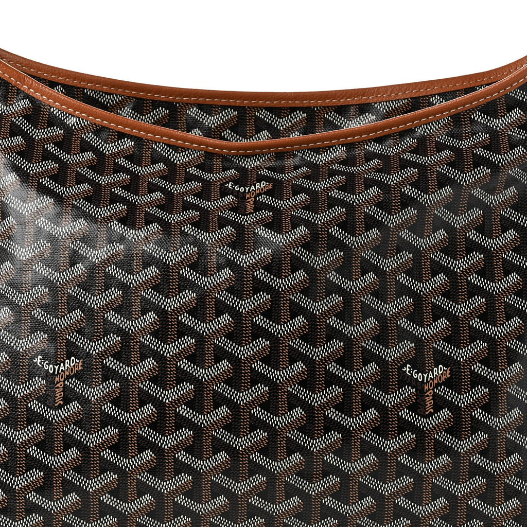 GOYARD Bohème Hobo Shoulder Bag – Black & Gold with Brown Leather Trim