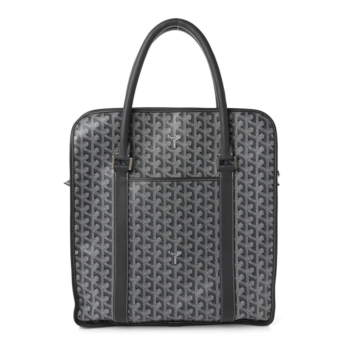 GOYARD Bourgogne Tote Bag – Grey Chevron Canvas & Leather Trim