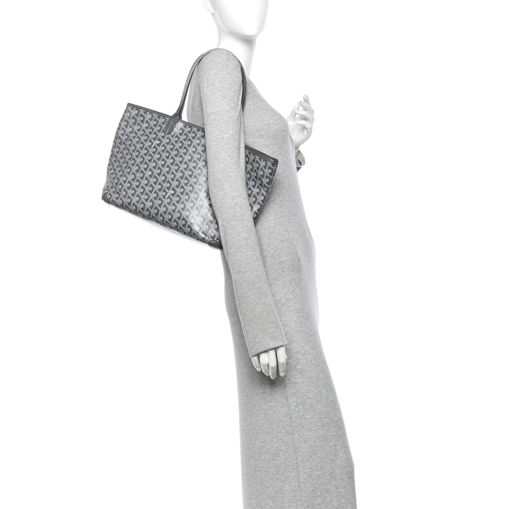 GOYARD Artois PM Tote Bag – Grey Chevron Canvas & Leather Trim