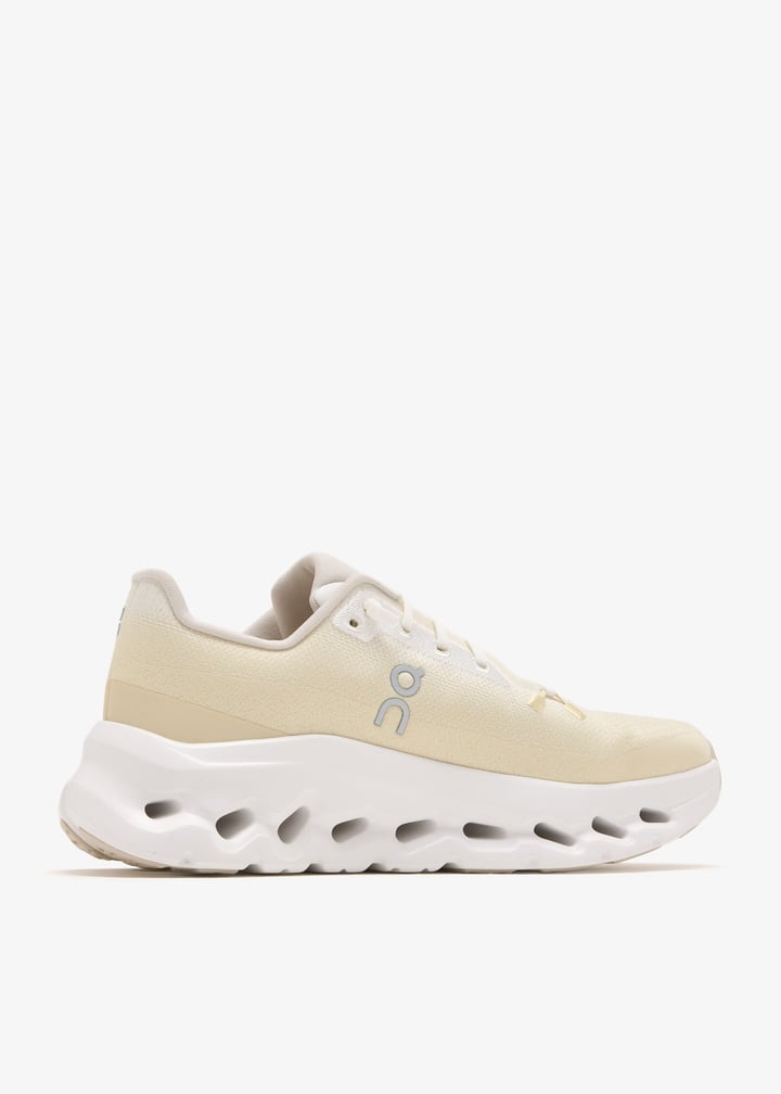 On Pale Yellow & White Sneakers with Sculpted Cutout Sole