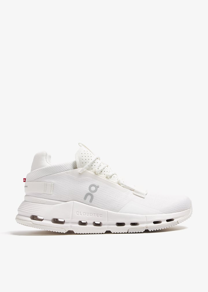 On All-White Low-Top Sneakers with Cutout Sole