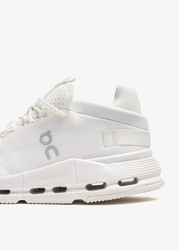 On All-White Low-Top Sneakers with Cutout Sole