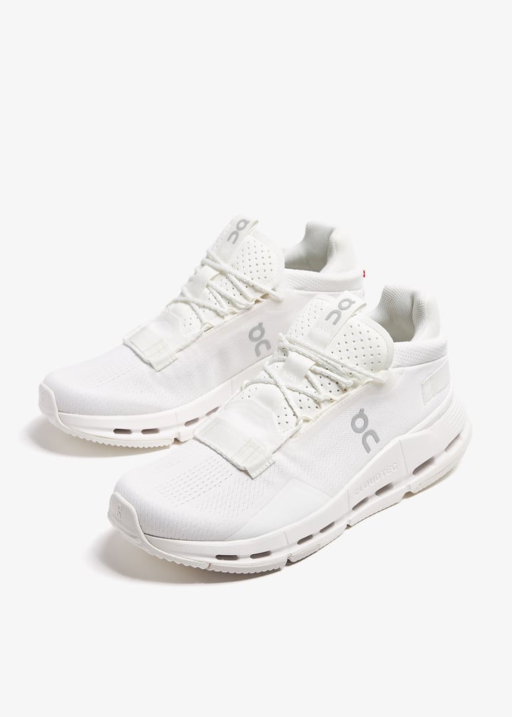 On All-White Low-Top Sneakers with Cutout Sole