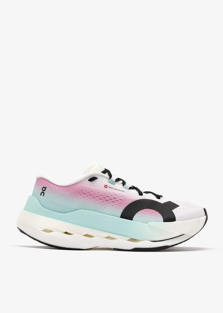 On White, Pink and Mint Gradient Sneakers with Cutout Sole
