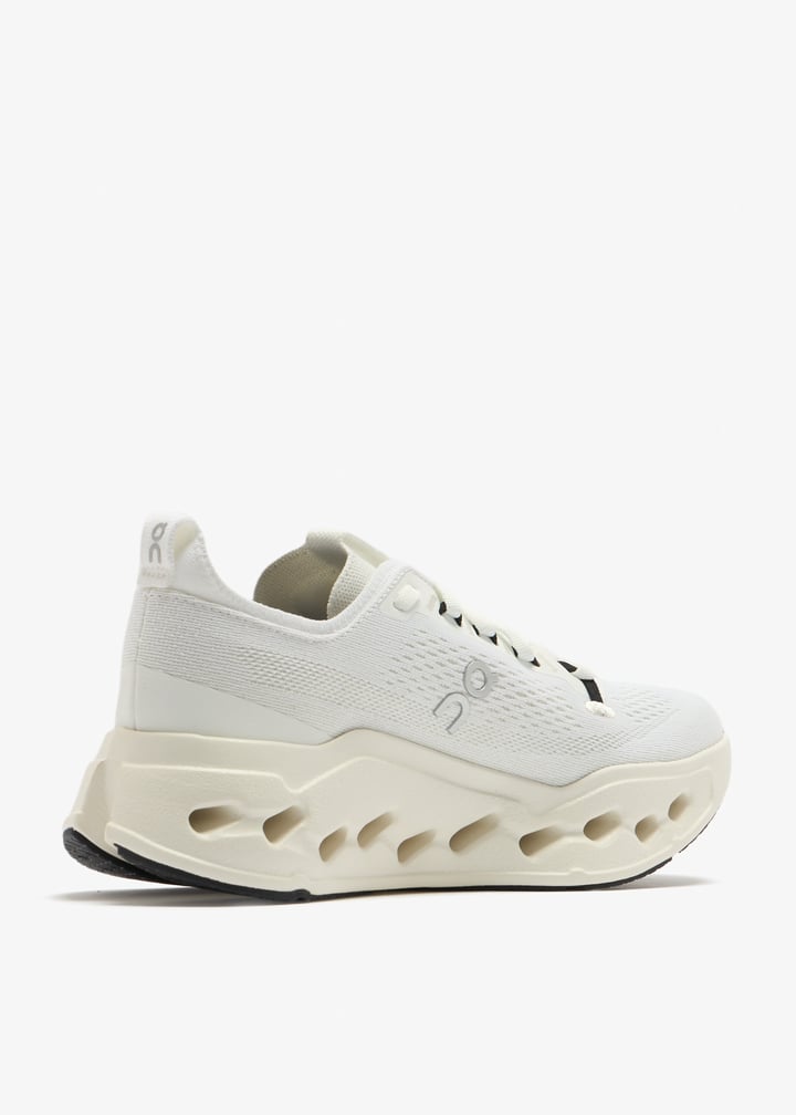 On White Mesh Sneakers with Cream Cutout Sole