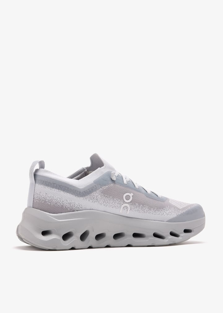 On Light Grey & White Sneakers with Sculpted Cutout Sole