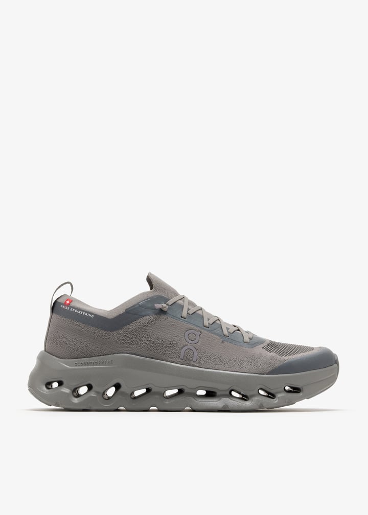 On Grey Lace-Up Sneakers with Sculpted Cutout Sole