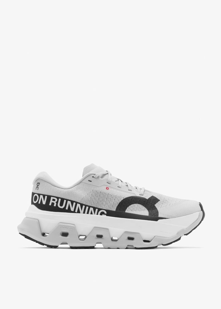 On Light Grey and Black Sneakers with Chunky Cutout Sole