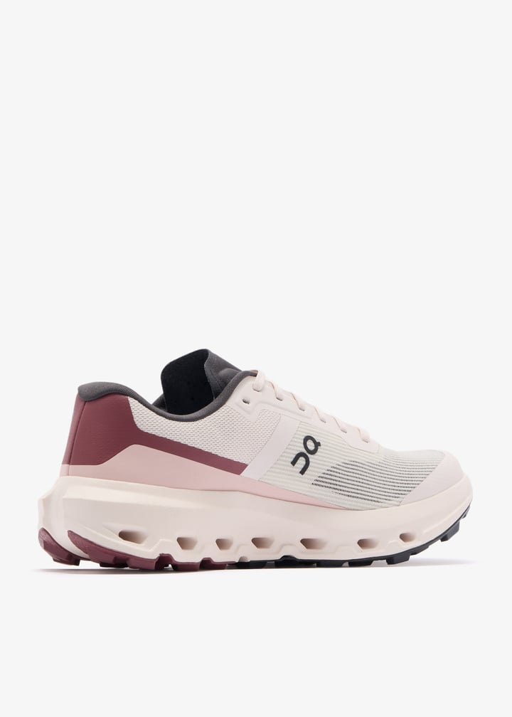 On White & Burgundy Mesh-Panel Lace-Up Sneakers