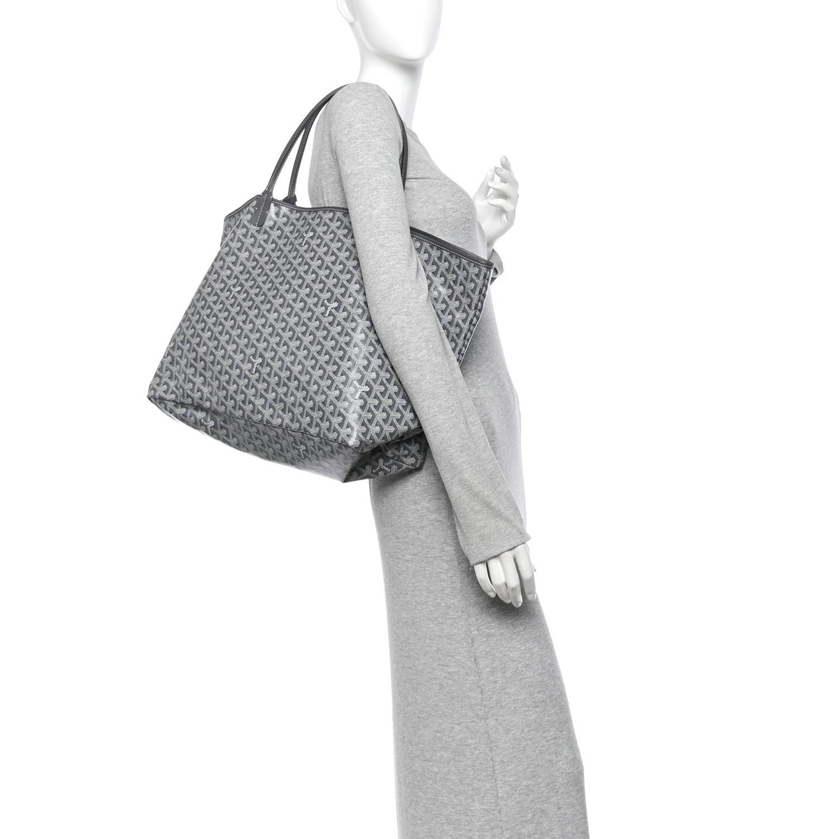 GOYARD Saint Louis GM Tote Bag – Grey Chevron Canvas & Leather Trim