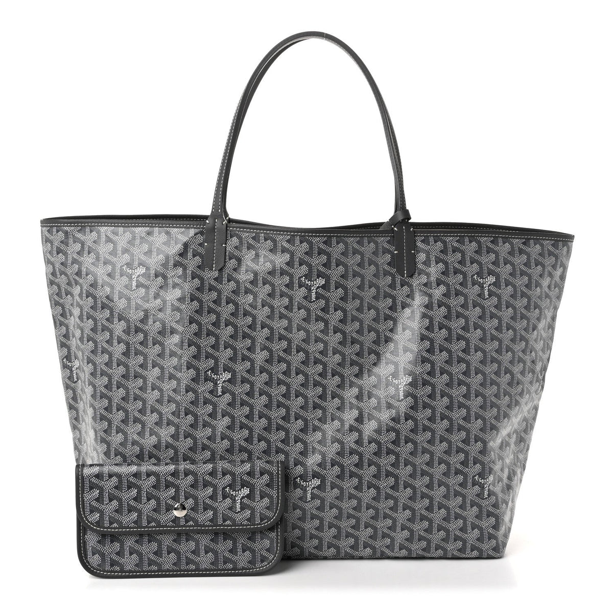 GOYARD Saint Louis GM Tote Bag – Grey Chevron Canvas & Leather Trim
