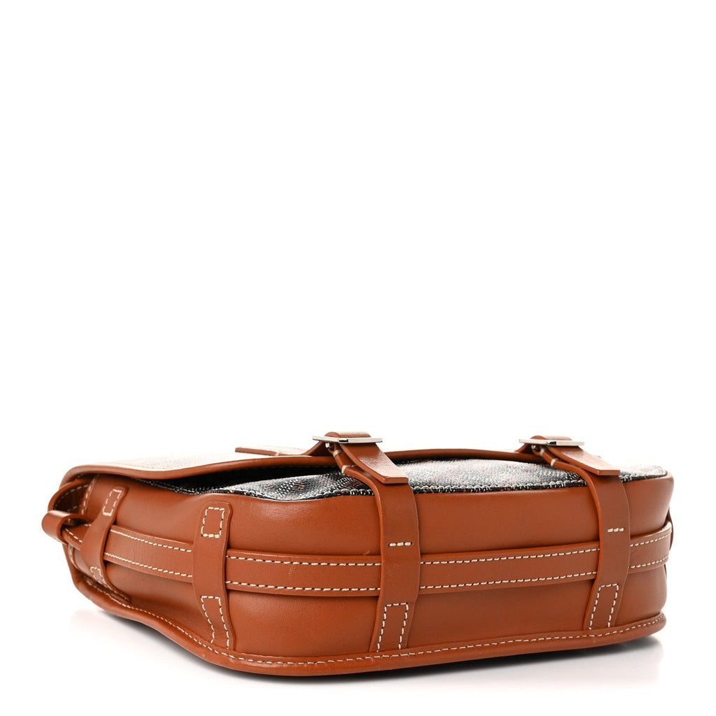 GOYARD Belvedere PM Messenger Bag – Black & Gold with Brown Leather Trim