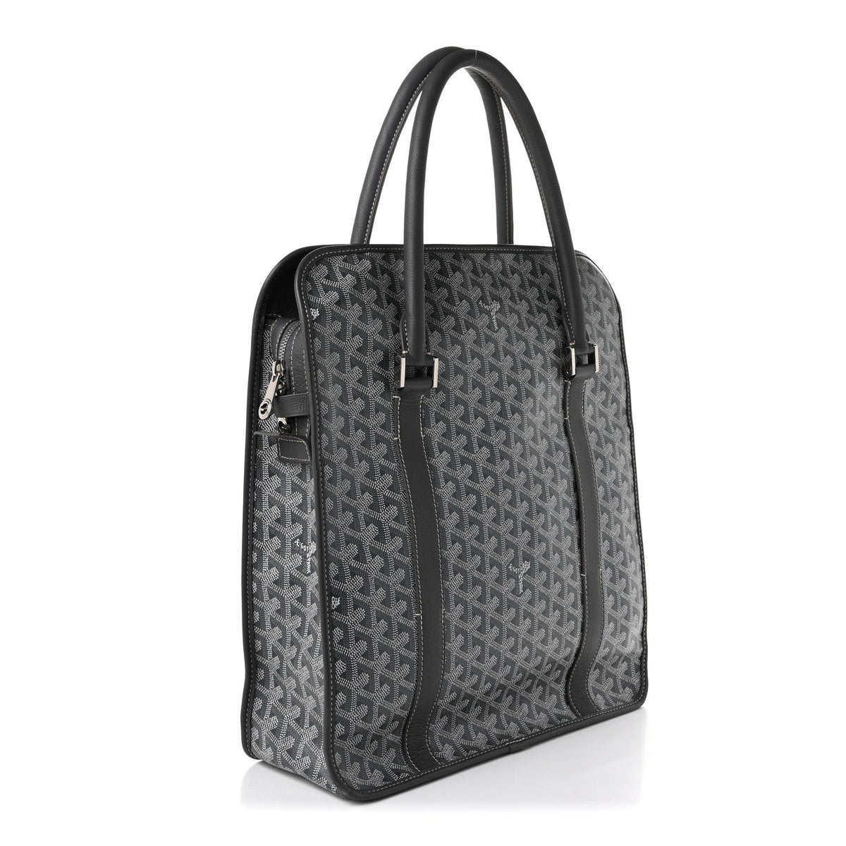 GOYARD Bourgogne Tote Bag – Grey Chevron Canvas & Leather Trim
