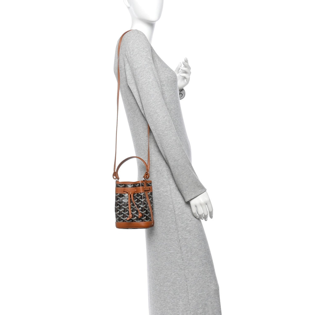 GOYARD Goyardine Petit Flot Mini Bucket Bag - Black & Gold