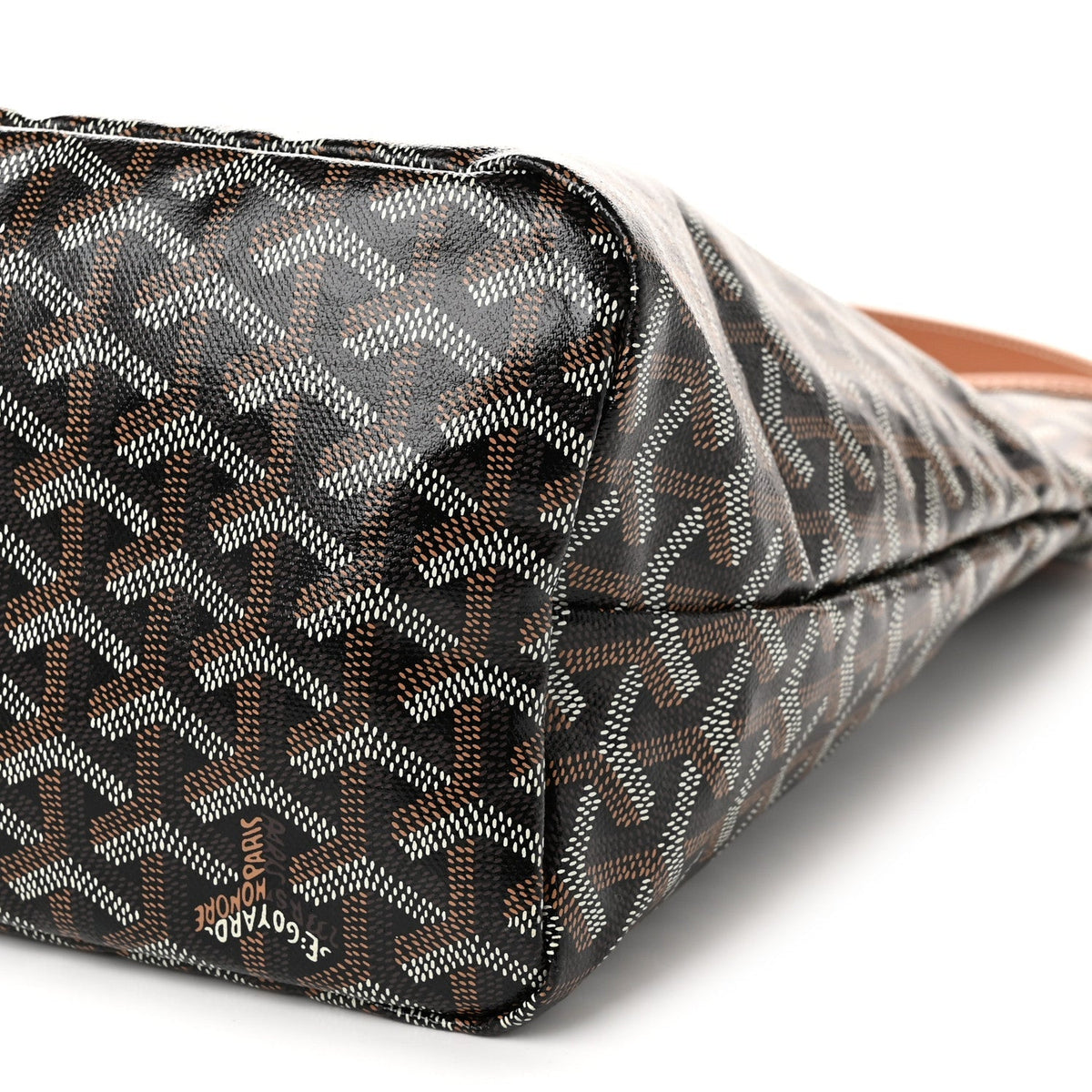 GOYARD Bohème Hobo Shoulder Bag – Black & Gold with Brown Leather Trim