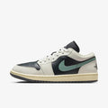 Air Jordan 1 Low Green & Black Sneakers with Pink Accents