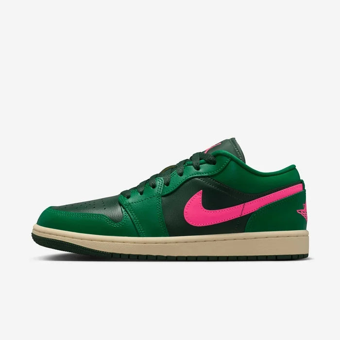 Air Jordan 1 Low Green & Black with Hot Pink Accents