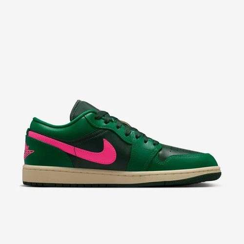 Air Jordan 1 Low Green & Black with Hot Pink Accents