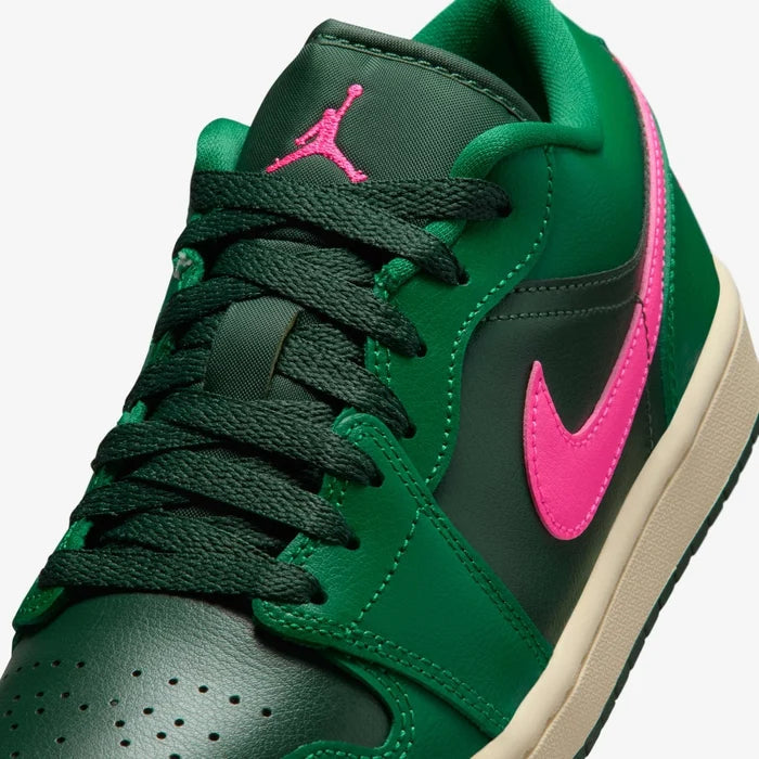 Air Jordan 1 Low Green & Black with Hot Pink Accents
