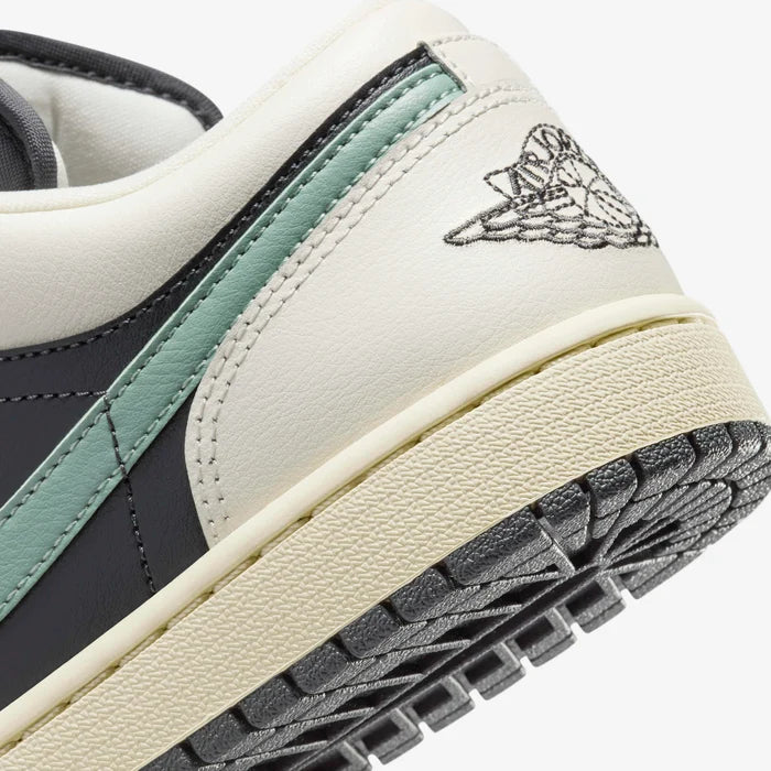 Air Jordan 1 Low Green & Black Sneakers with Pink Accents