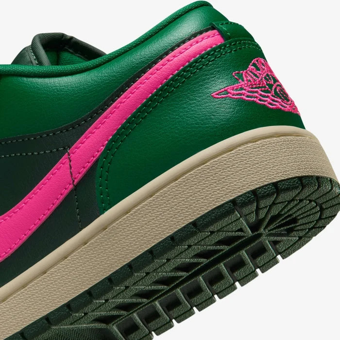 Air Jordan 1 Low Green & Black with Hot Pink Accents