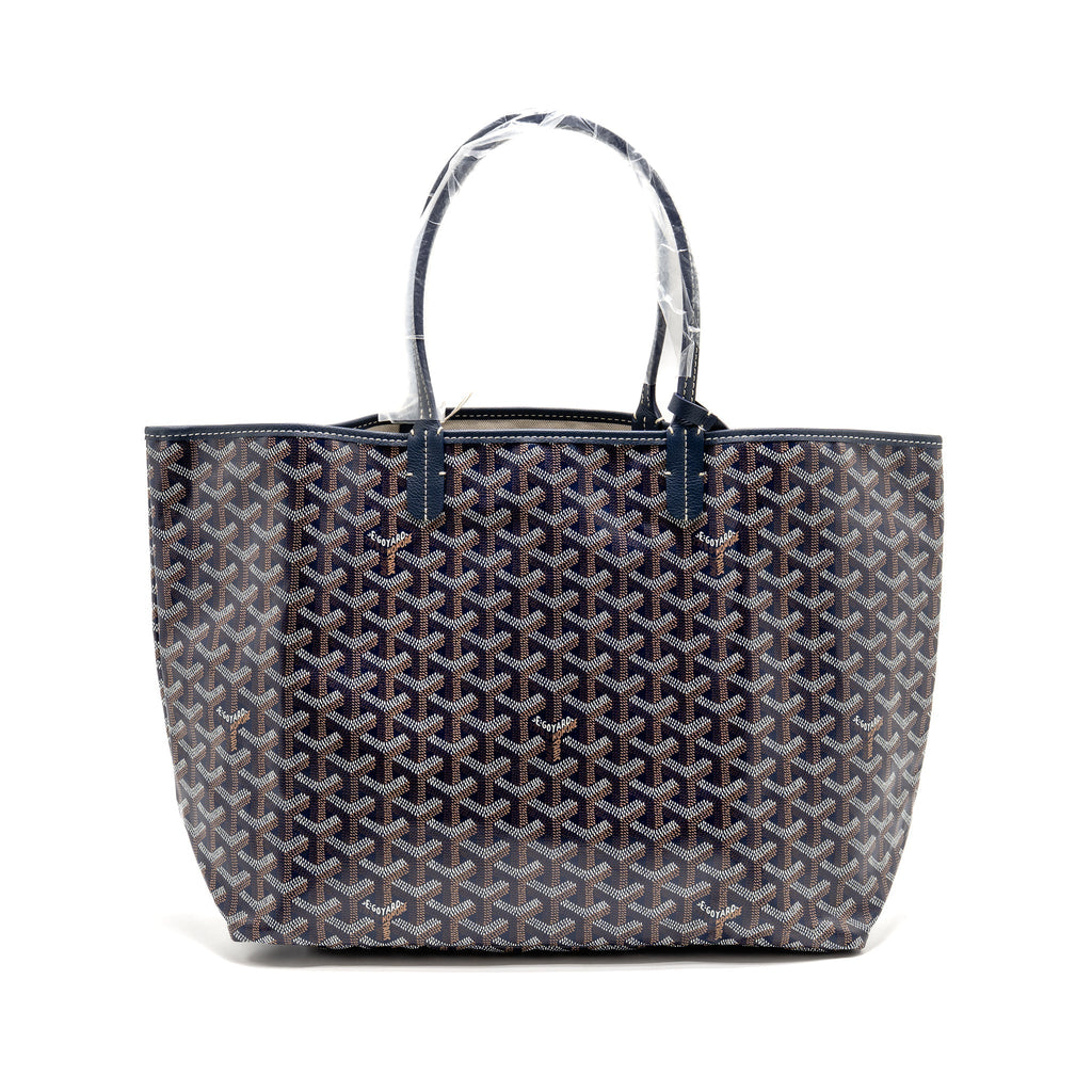 Goyard Saint Louis PM Tote Bag – Navy Blue Goyardine Canvas & Calfskin, Silver Hardware