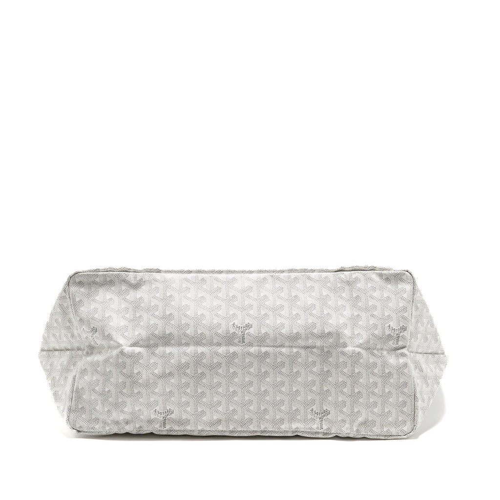 White Coated Canvas Tote with Calfskin Trim & Coin Pouch