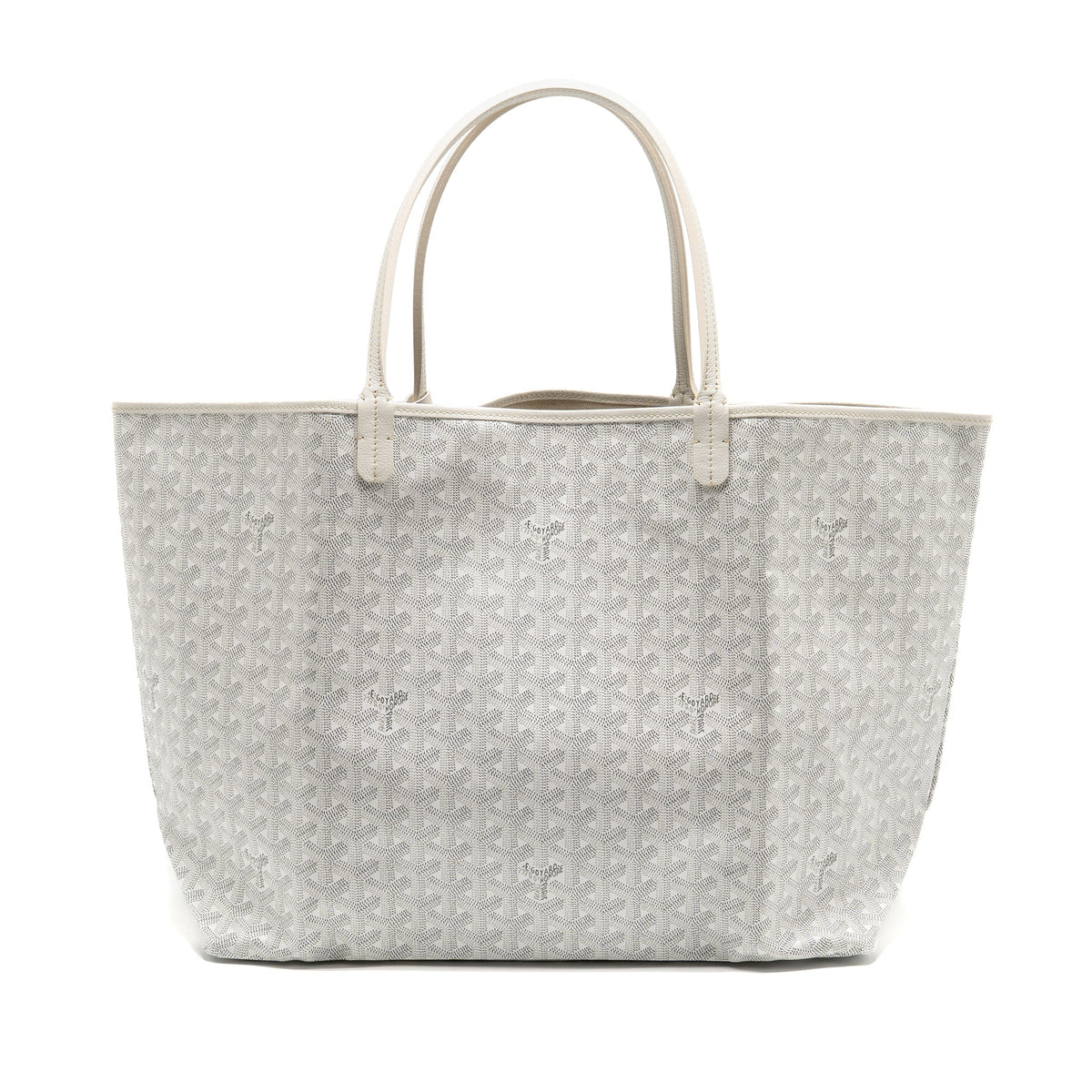 White Coated Canvas Tote with Calfskin Trim & Coin Pouch