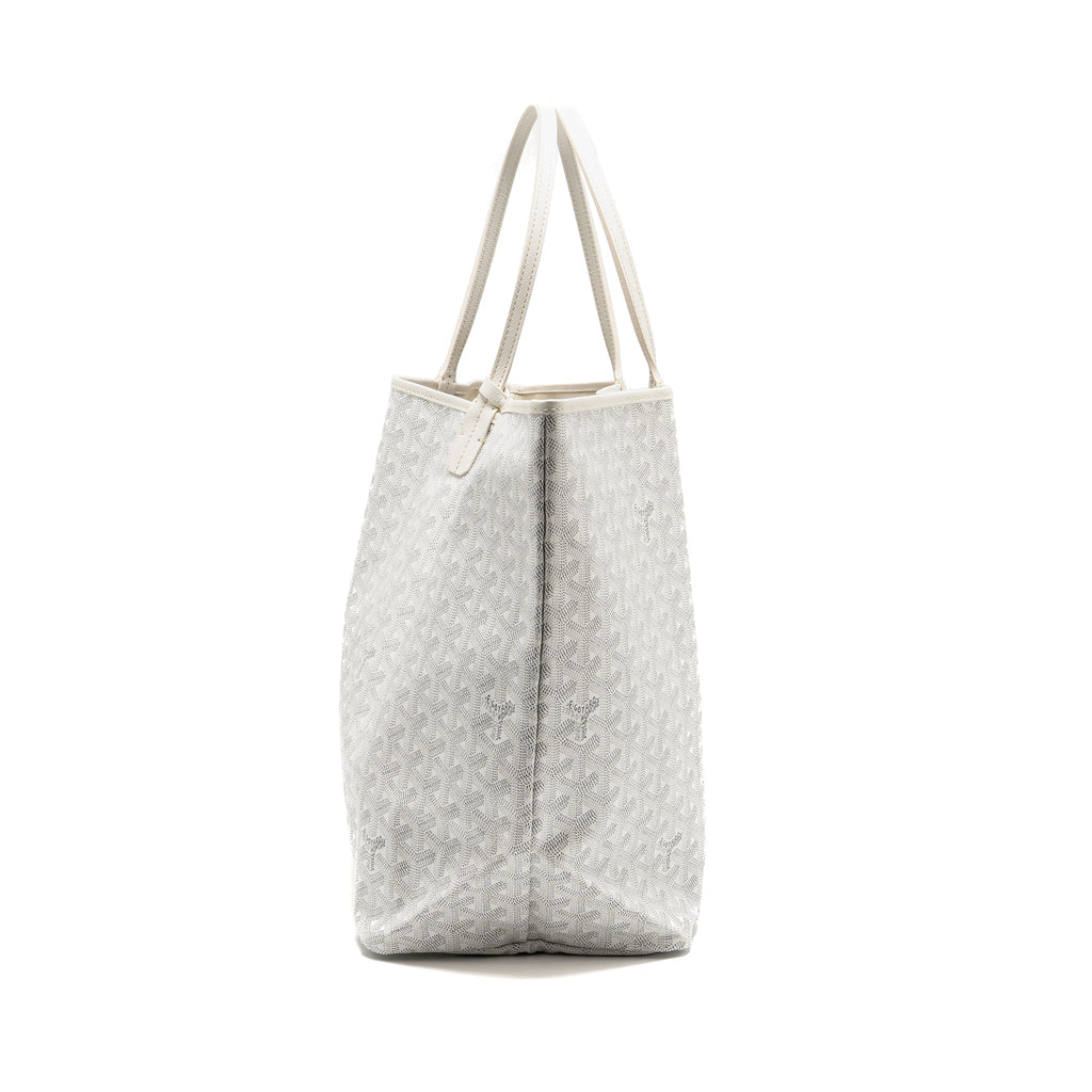 White Coated Canvas Tote with Calfskin Trim & Coin Pouch