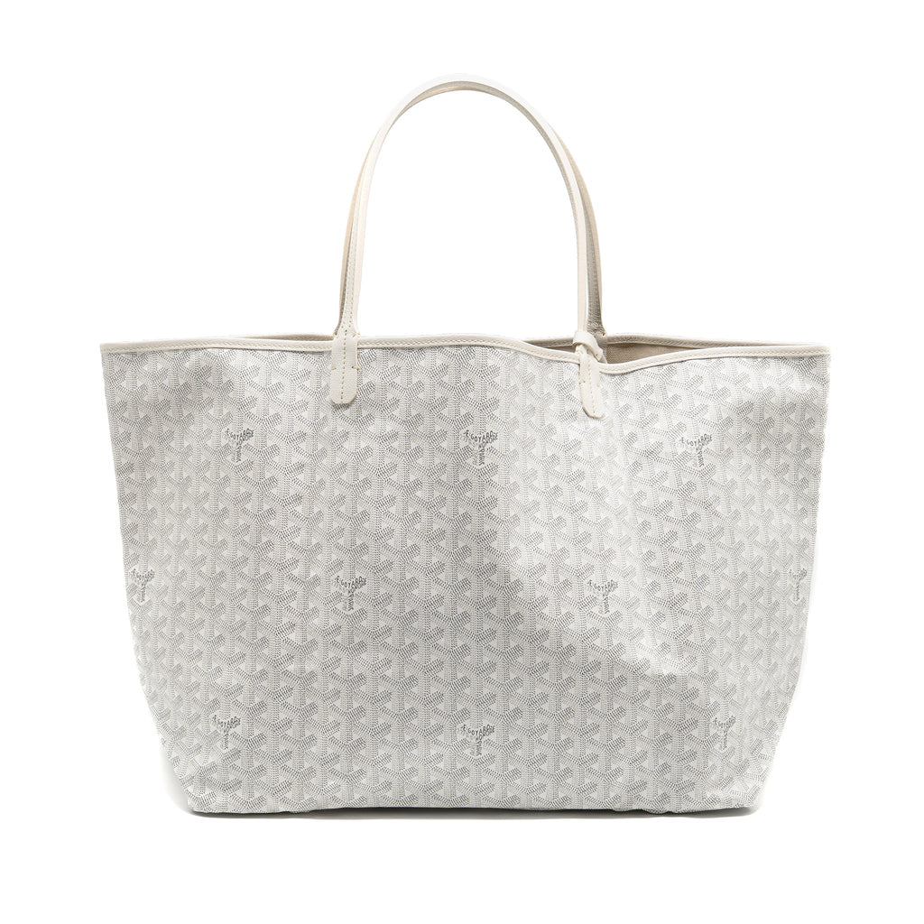White Coated Canvas Tote with Calfskin Trim & Coin Pouch