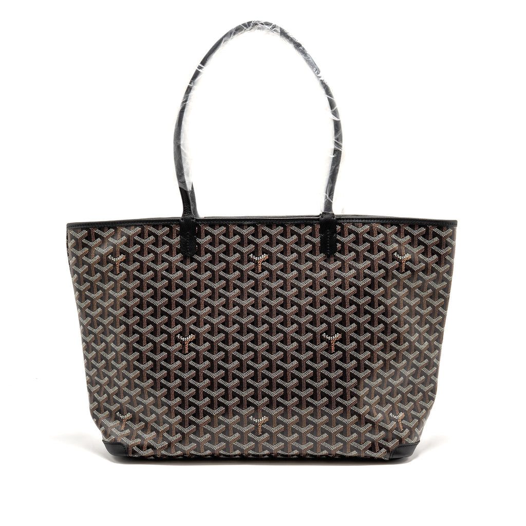 Goyard Artois MM Handbag – Black Goyardine Canvas & Calfskin, Silver Hardware