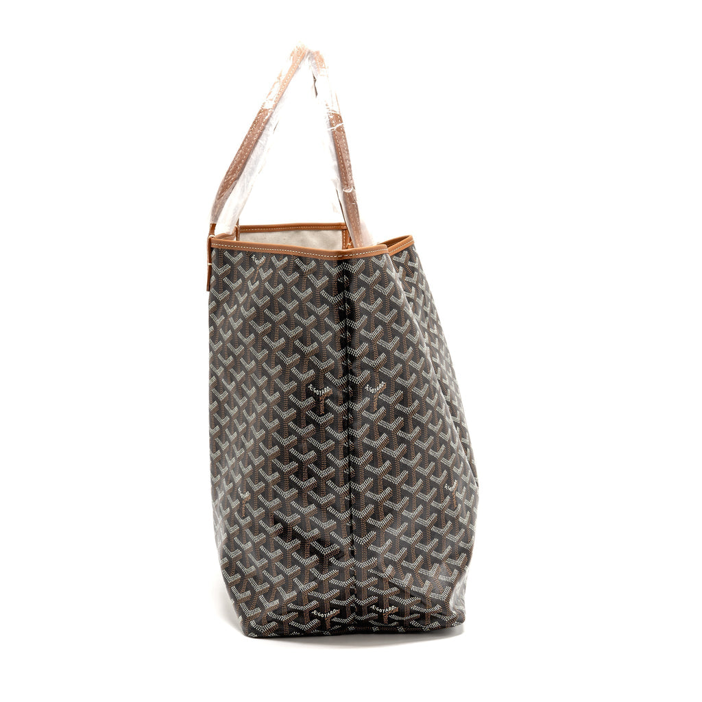 Goyard Saint Louis GM Tote Bag – Black & Brown Goyardine Canvas & Leather, Silver Hardware