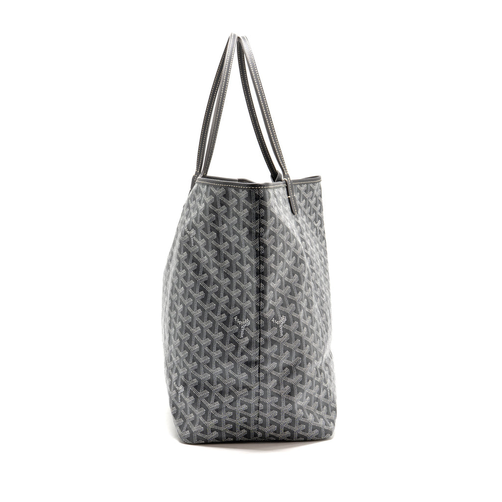 Saint Louis-Style GM Tote - Grey Canvas & Leather