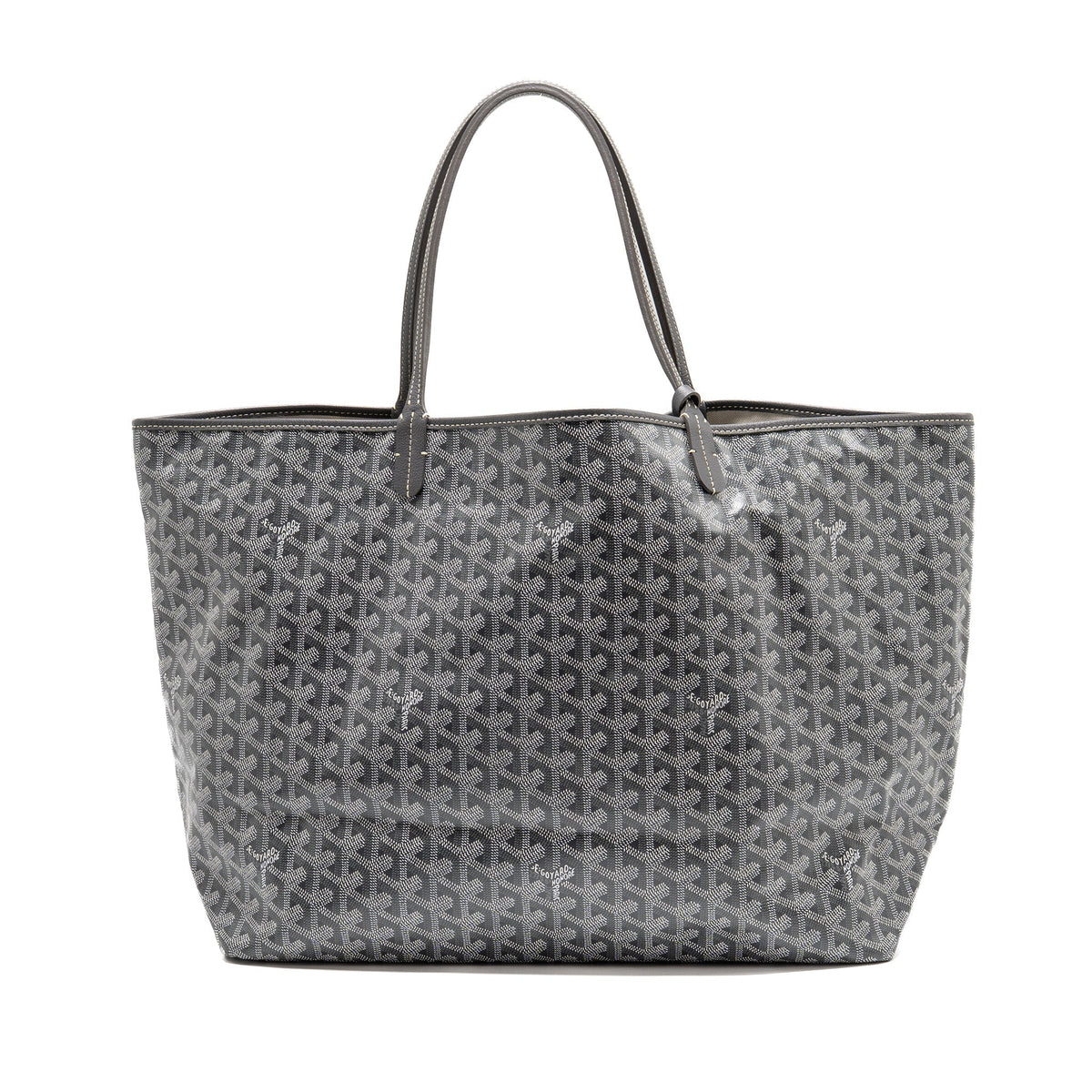 Saint Louis-Style GM Tote - Grey Canvas & Leather