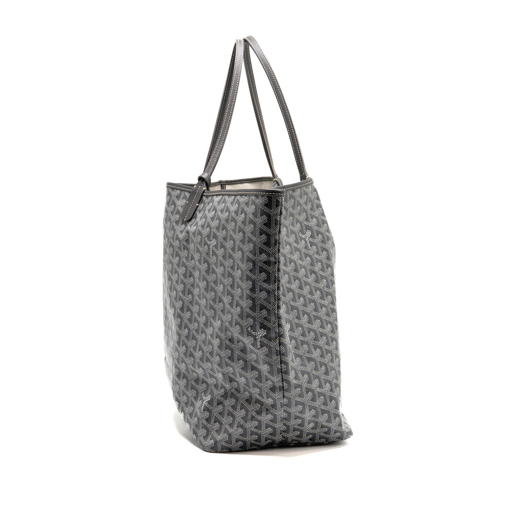 Saint Louis-Style GM Tote - Grey Canvas & Leather