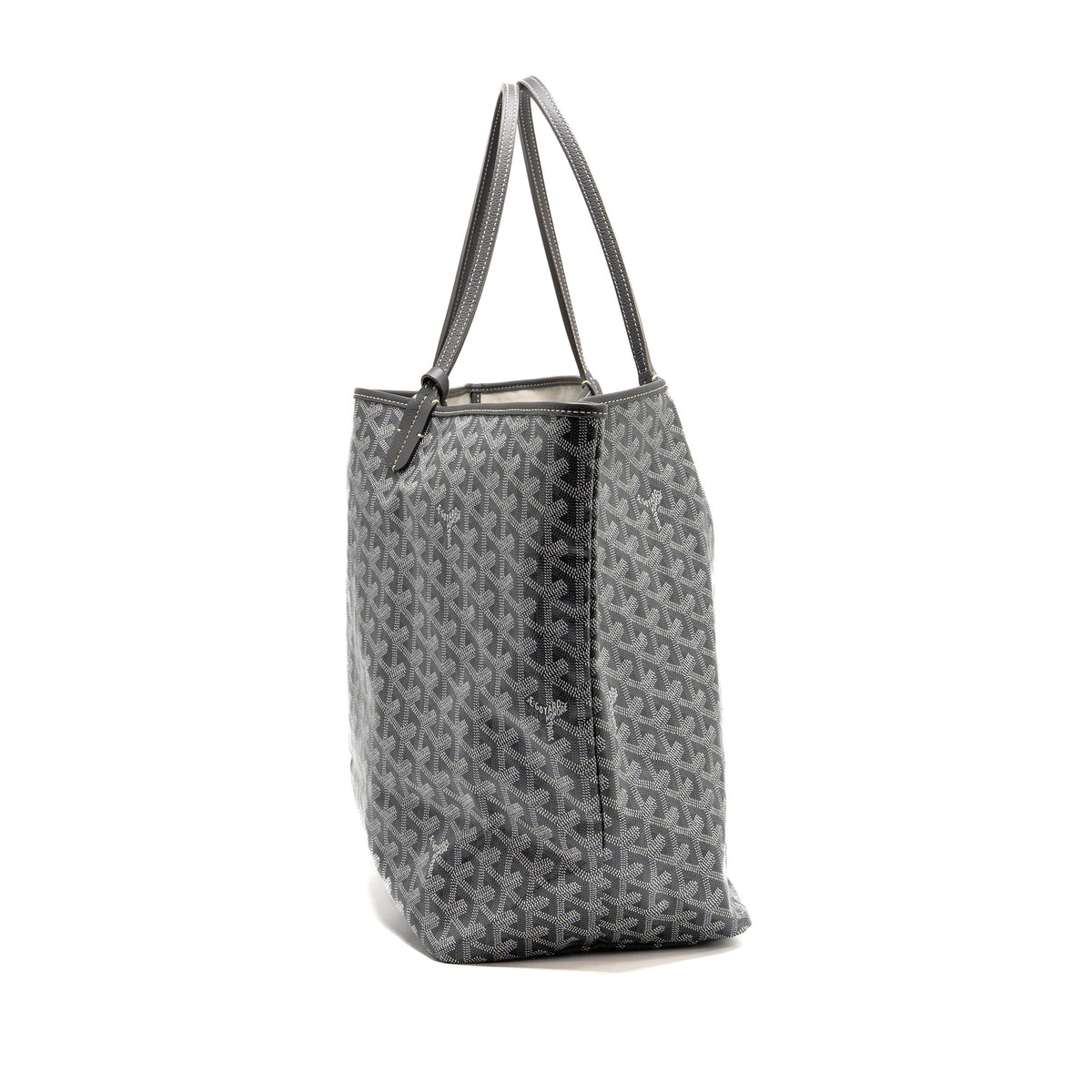 Saint Louis-Style GM Tote - Grey Canvas & Leather