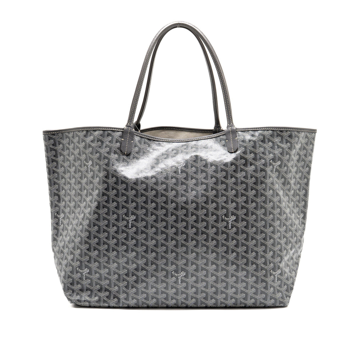 Saint Louis-Style GM Tote - Grey Canvas & Leather