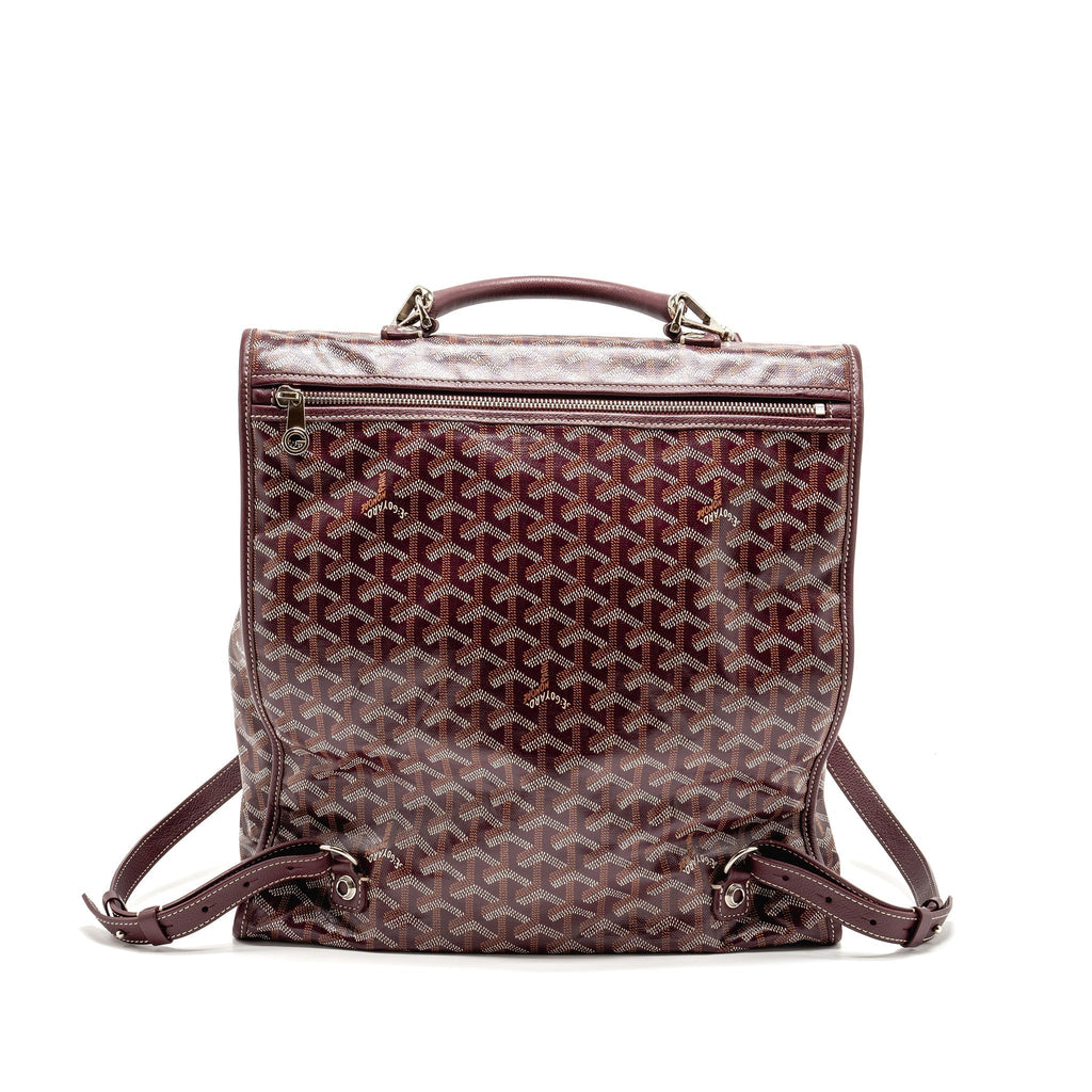 Goyard Saint Léger Backpack – Burgundy Goyardine Canvas, Silver Hardware