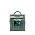 Goyard Saint Léger Backpack – Green Canvas with Bulldog Print, Silver Hardware