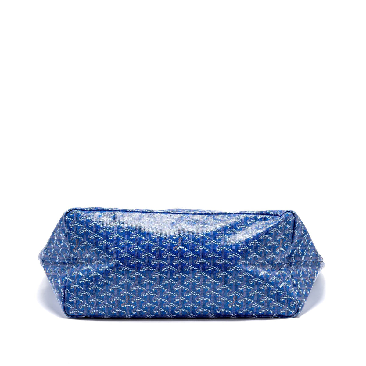 Blue Coated Canvas Tote with Calfskin Trim