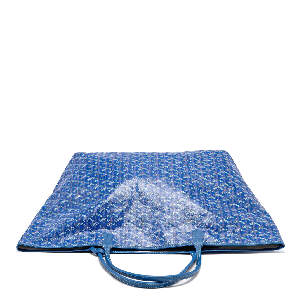 Blue Coated Canvas Tote with Calfskin Trim