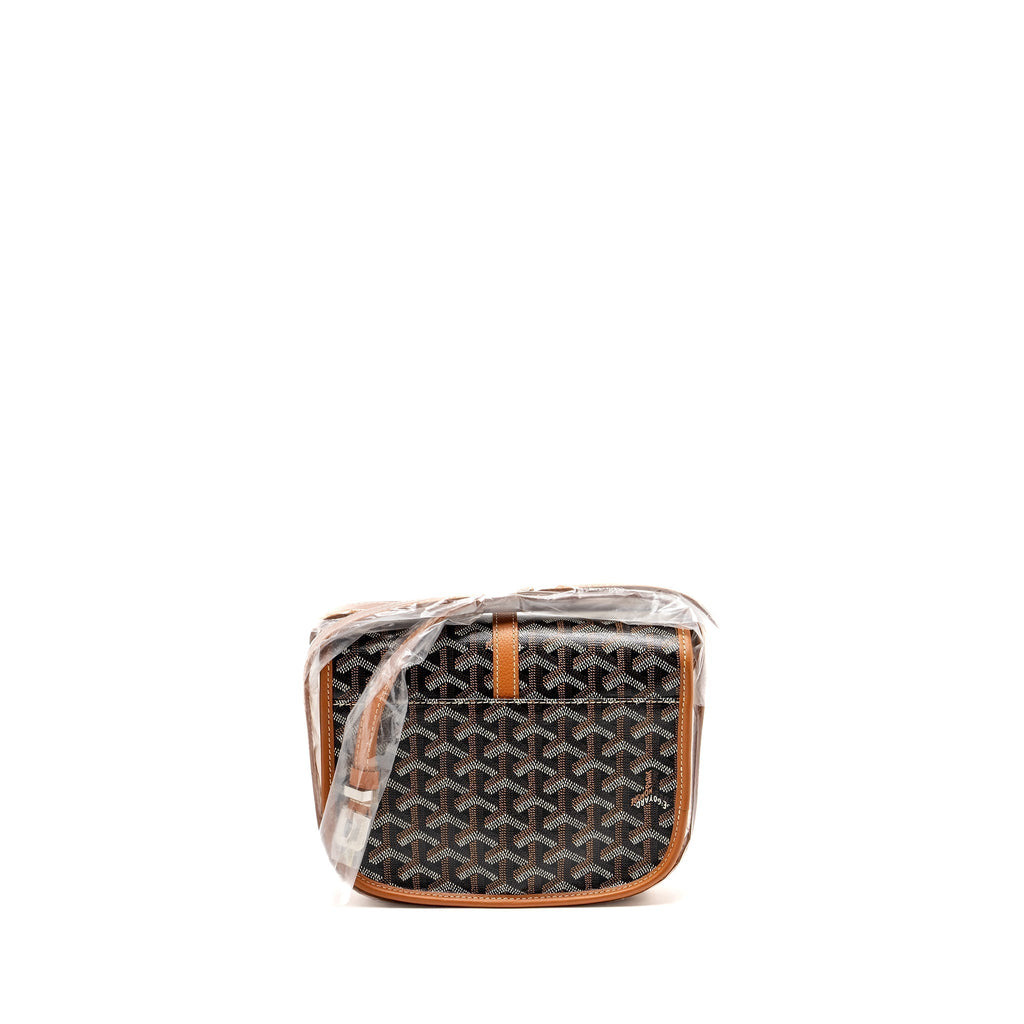 Goyard Belvedere PM Messenger Bag – Black & Tan Goyardine Canvas & Calfskin, Silver Hardware