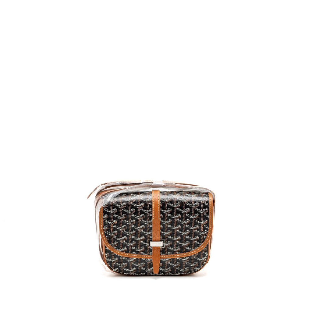 Goyard Belvedere PM Messenger Bag – Black & Tan Goyardine Canvas & Calfskin, Silver Hardware