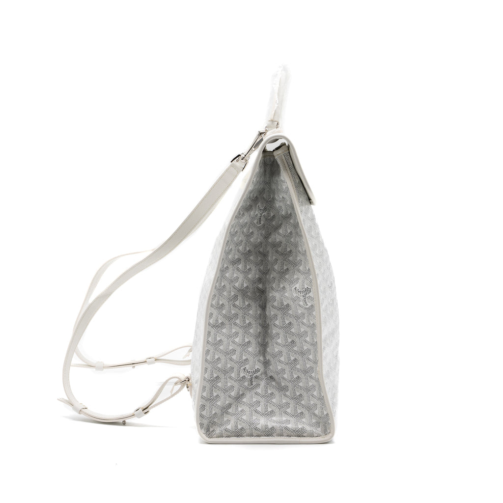 Goyard Saint Léger Backpack – White Goyardine Canvas, Silver Hardware