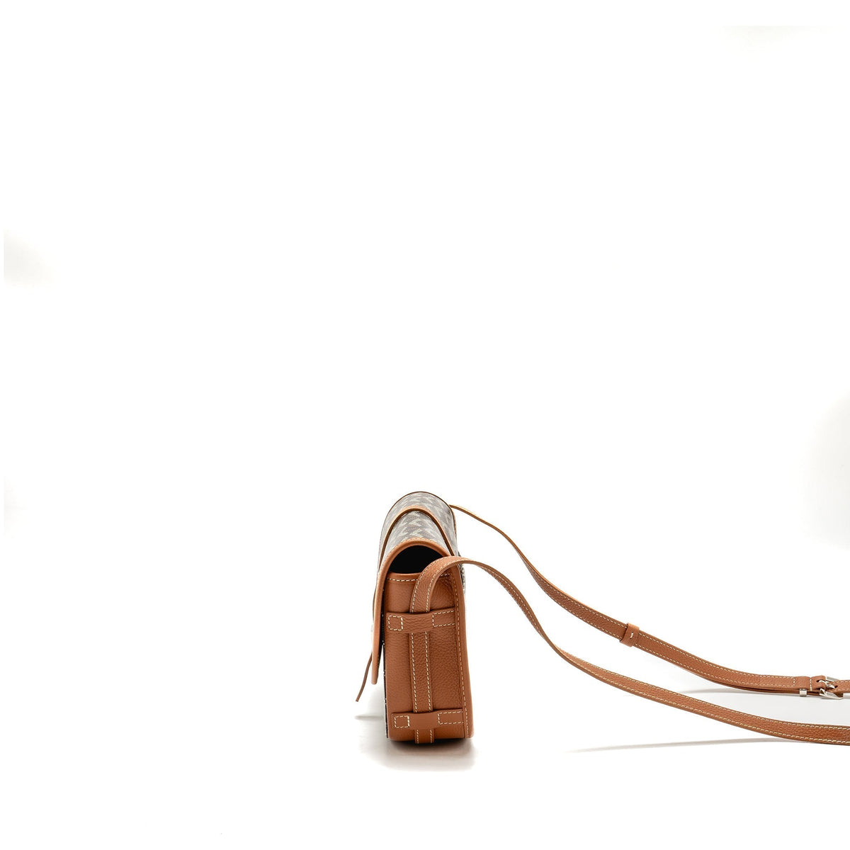 Goyard Belvédère PM Replica Messenger Bag | Tan & Silver-Tone