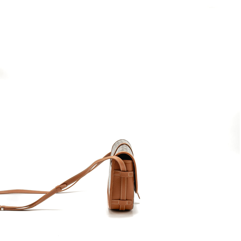 Goyard Belvédère PM Replica Messenger Bag | Tan & Silver-Tone