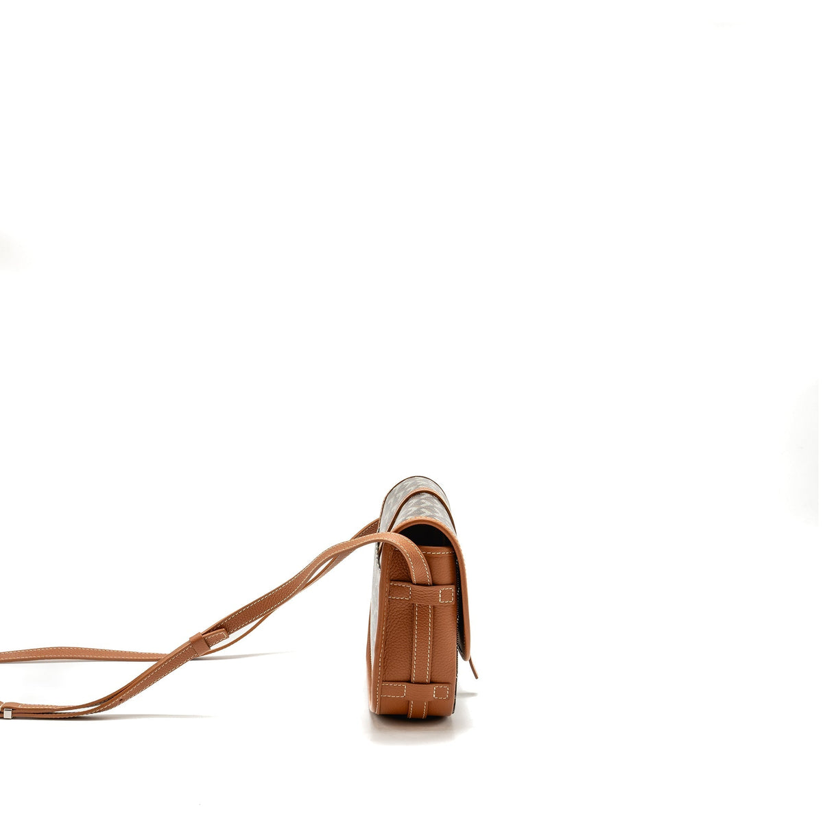 Goyard Belvédère PM Replica Messenger Bag | Tan & Silver-Tone