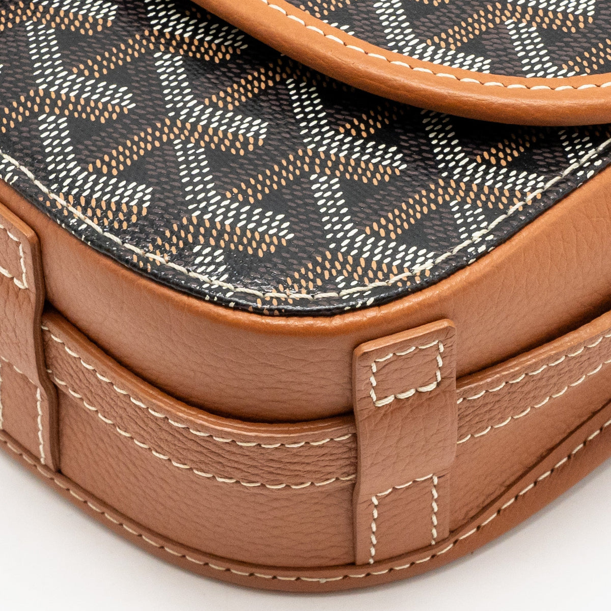 Goyard Belvédère PM Replica Messenger Bag | Tan & Silver-Tone